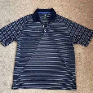 Bolle Navy and White Striped Polo Shirt